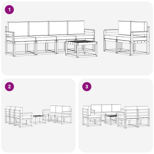 Комплект дивани за открито 7 pcs Натурален и Антрацит