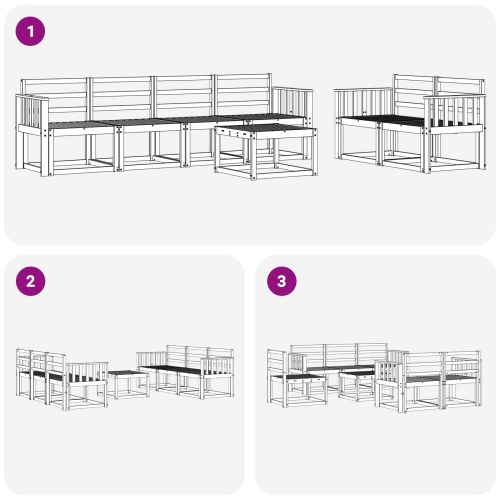 Комплект дивани за открито 7 pcs Естествен