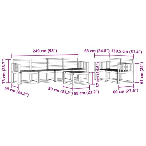 Комплект дивани за открито 7 pcs Естествен