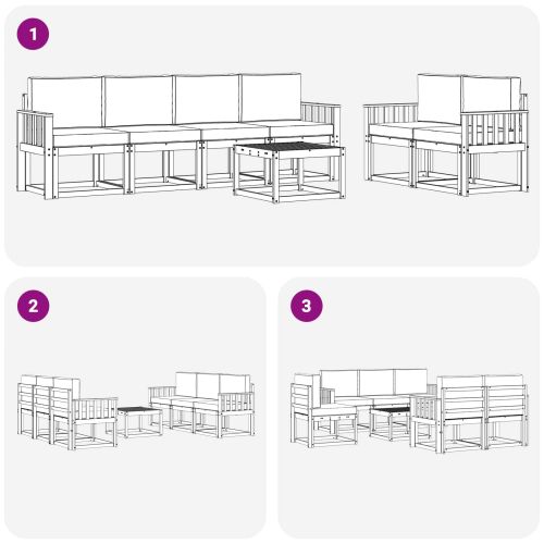 Комплект дивани за открито 7 pcs Естествено и светло сиво
