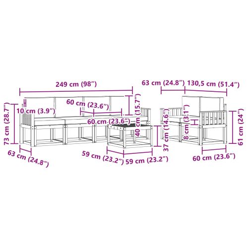 Комплект дивани за открито 7 pcs Естествено и светло сиво