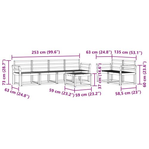 Комплект дивани за открито 7 pcs Естествен