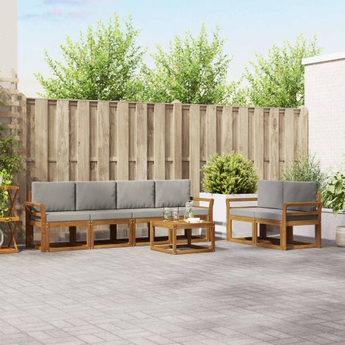 Комплект дивани за открито 7 pcs Естествено и светло сиво