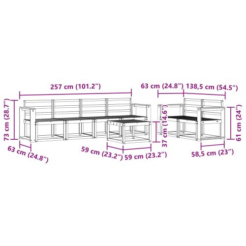 Комплект дивани за открито 7 pcs Естествен