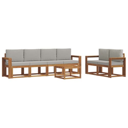 Комплект дивани за открито 7 pcs Естествено и светло сиво