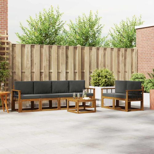 Комплект дивани за открито 7 pcs Натурален и Антрацит