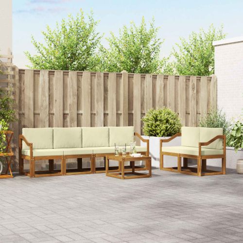 Комплект дивани за открито 7 pcs Натурален и Крема