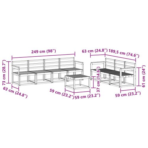 Комплект дивани за открито 8 pcs Естествен