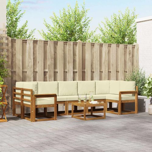 Комплект дивани за открито 8 pcs Натурален и Крема