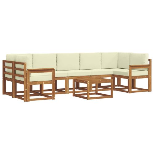 Комплект дивани за открито 8 pcs Натурален и Крема