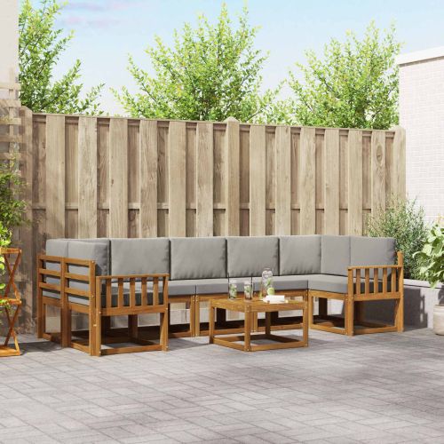 Комплект дивани за открито 8 pcs Естествено и светло сиво