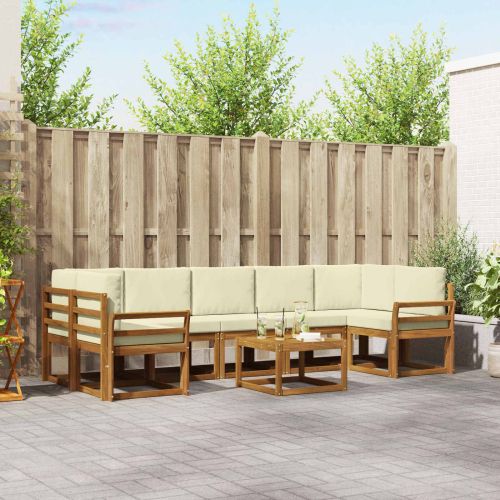 Комплект дивани за открито 8 pcs Натурален и Крема