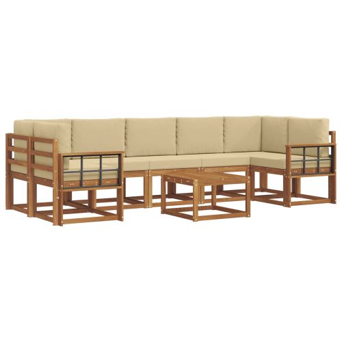 Комплект дивани за открито 8 pcs Натурален и Бежов