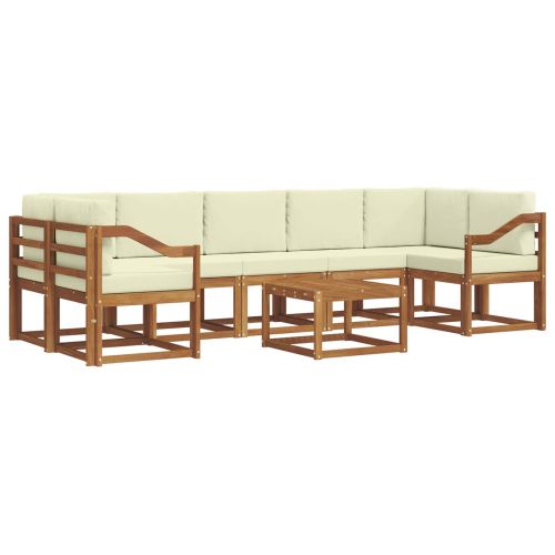 Комплект дивани за открито 8 pcs Натурален и Крема