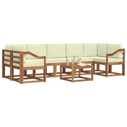 Комплект дивани за открито 8 pcs Натурален и Крема