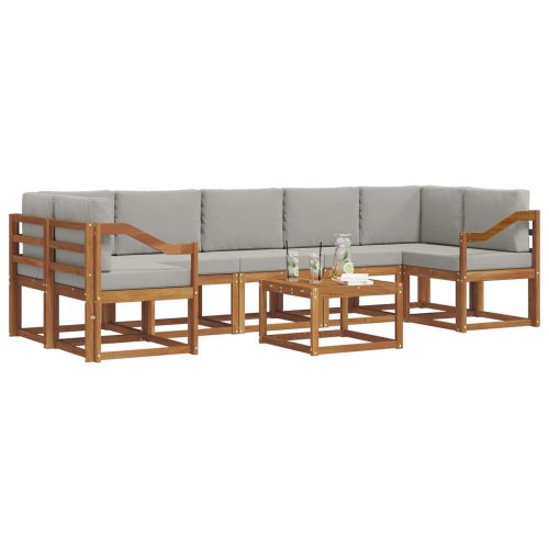 Комплект дивани за открито 8 pcs Естествено и светло сиво