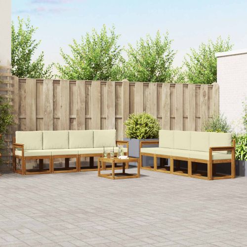 Комплект дивани за открито 9 pcs Натурален и Крема