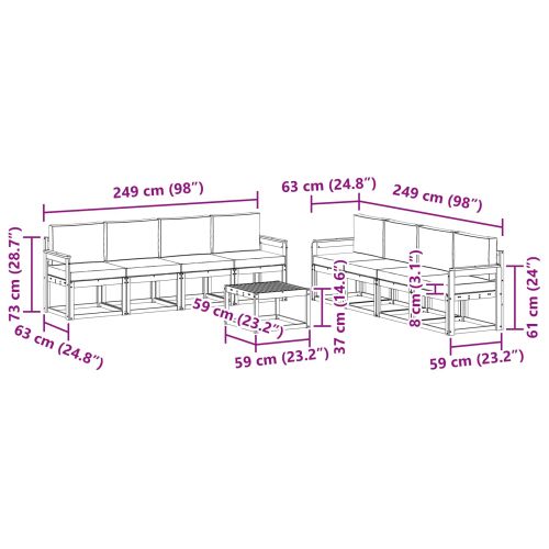 Комплект дивани за открито 9 pcs Натурален и Крема