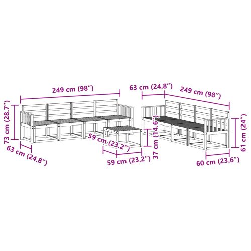 Комплект дивани за открито 9 pcs Естествен