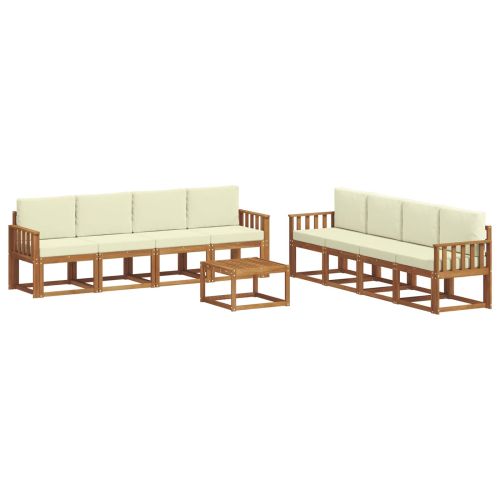 Комплект дивани за открито 9 pcs Натурален и Крема