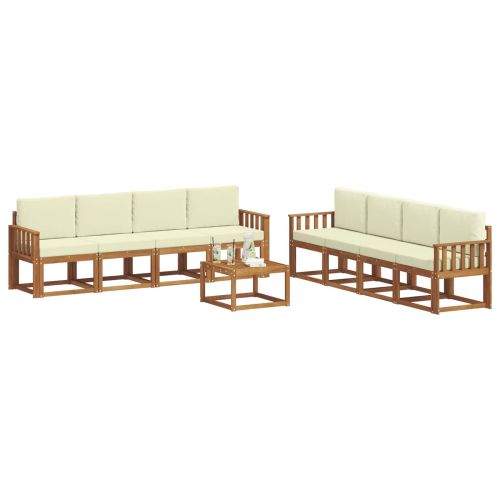 Комплект дивани за открито 9 pcs Натурален и Крема