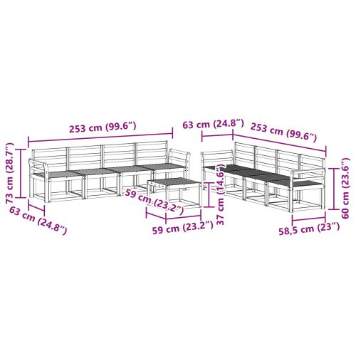 Комплект дивани за открито 9 pcs Естествен