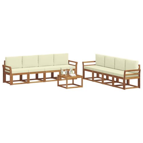 Комплект дивани за открито 9 pcs Натурален и Крема