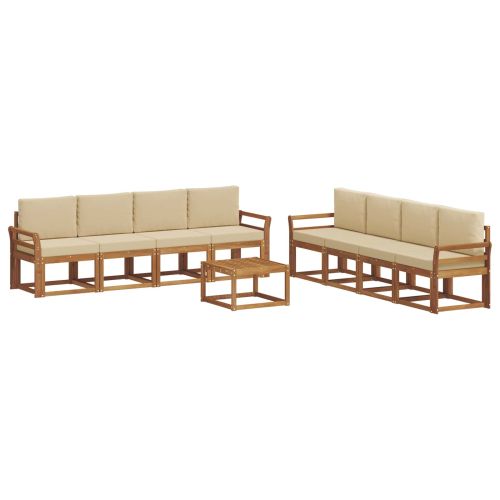 Комплект дивани за открито 9 pcs Натурален и Бежов