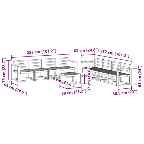Комплект дивани за открито 9 pcs Естествен