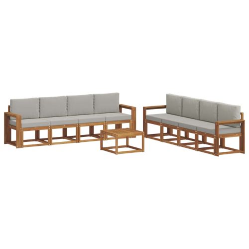 Комплект дивани за открито 9 pcs Естествено и светло сиво