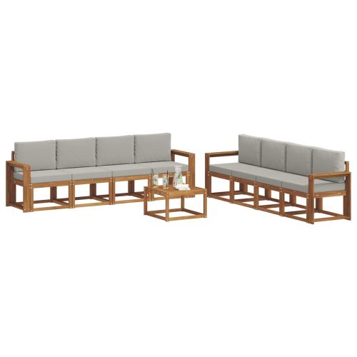 Комплект дивани за открито 9 pcs Естествено и светло сиво