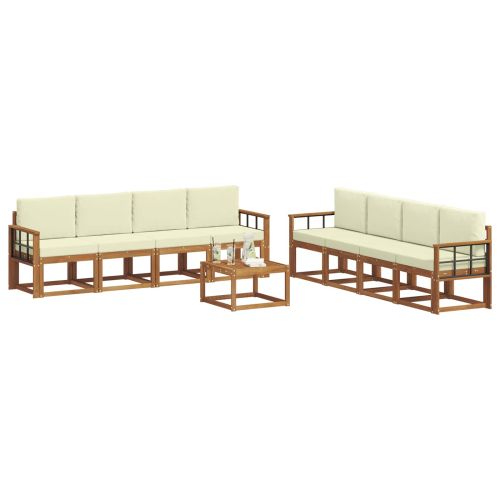 Комплект дивани за открито 9 pcs Натурален и Крема
