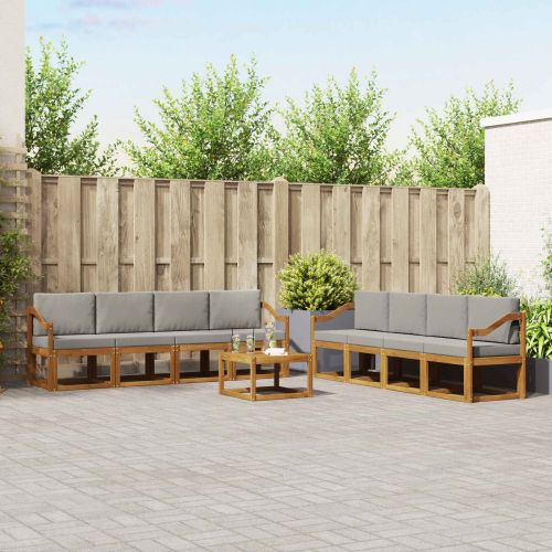 Комплект дивани за открито 9 pcs Естествено и светло сиво