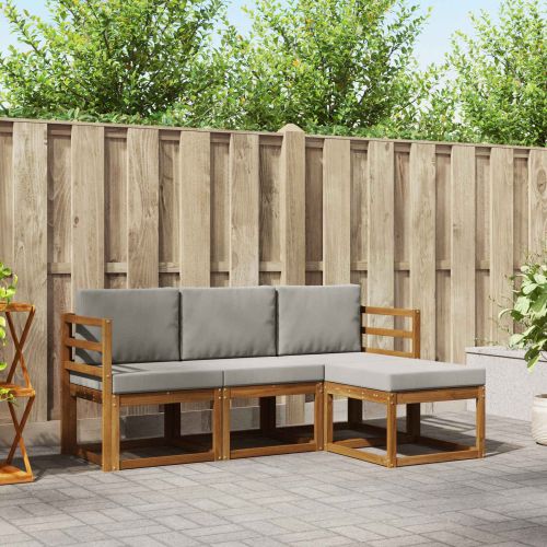 Комплект дивани за открито 4 pcs Естествено и светло сиво