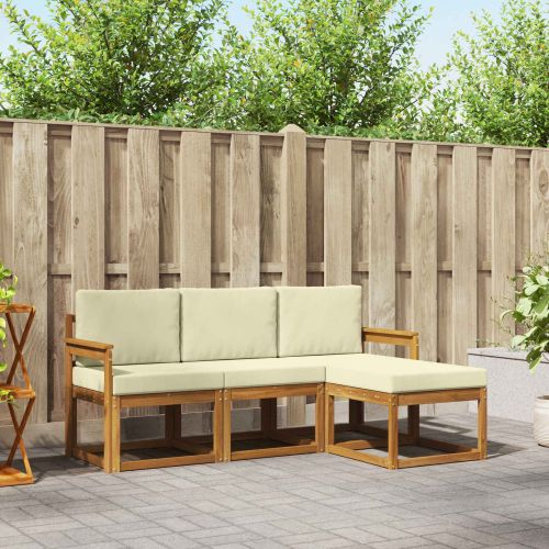 Комплект дивани за открито 4 pcs Натурален и Крема