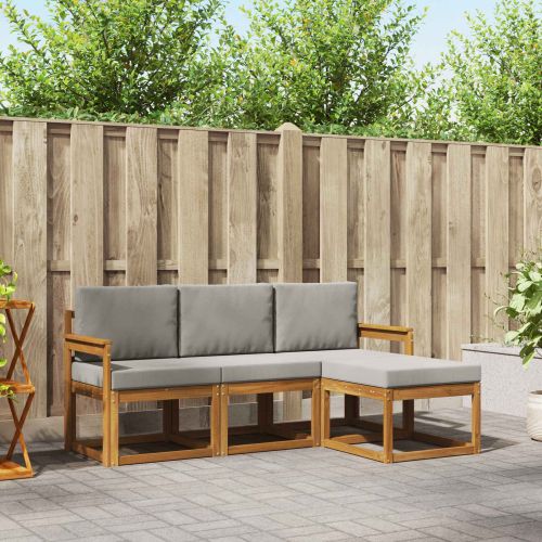 Комплект дивани за открито 4 pcs Естествено и светло сиво