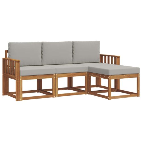 Комплект дивани за открито 4 pcs Естествено и светло сиво