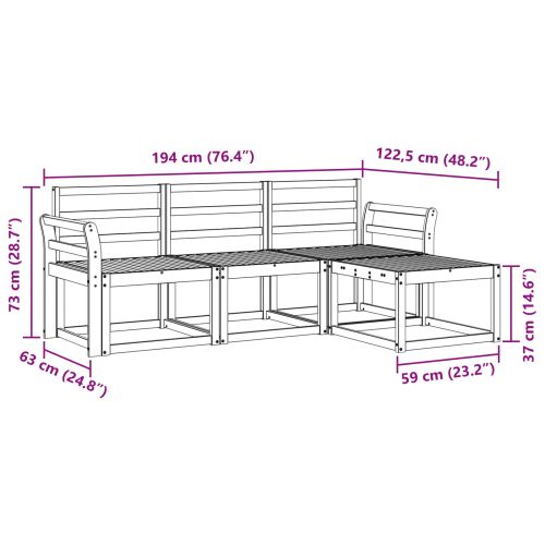 Комплект дивани за открито 4 pcs Естествен