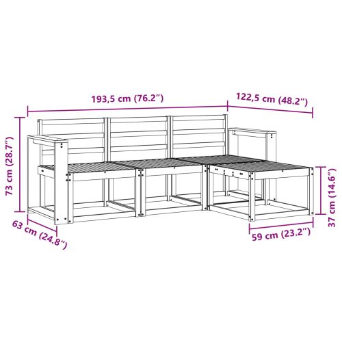 Комплект дивани за открито 4 pcs Естествен