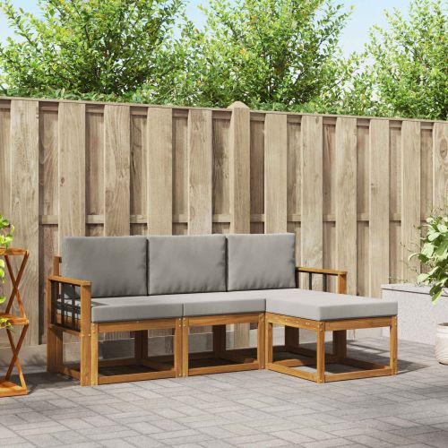 Комплект дивани за открито 4 pcs Естествено и светло сиво