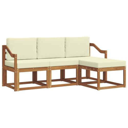 Комплект дивани за открито 4 pcs Натурален и Крема