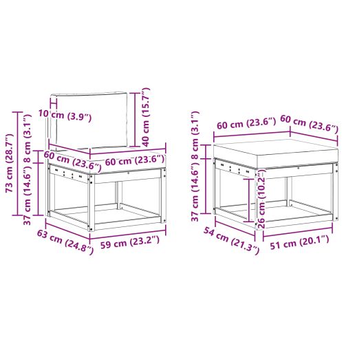Комплект дивани за открито 4 pcs Натурален и Крема