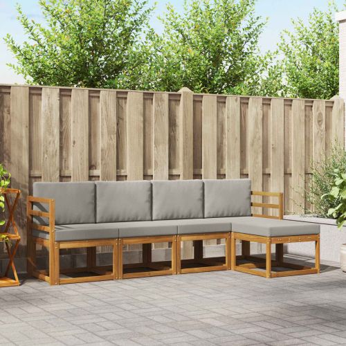 Комплект дивани за открито 5 pcs Естествено и светло сиво