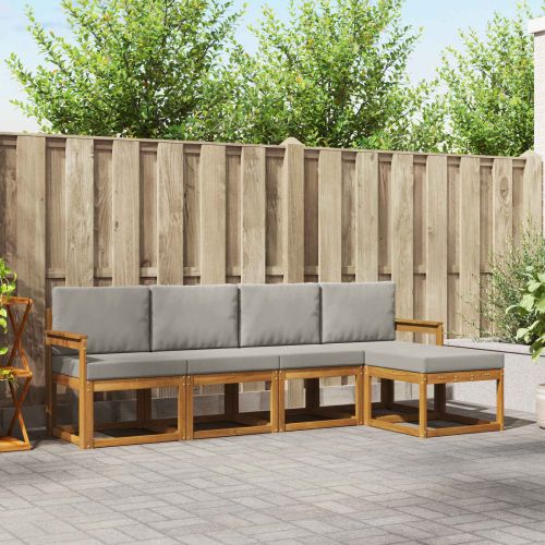 Комплект дивани за открито 5 pcs Естествено и светло сиво