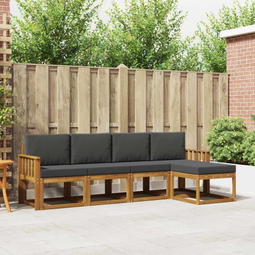 Комплект дивани за открито 5 pcs Натурален и Антрацит