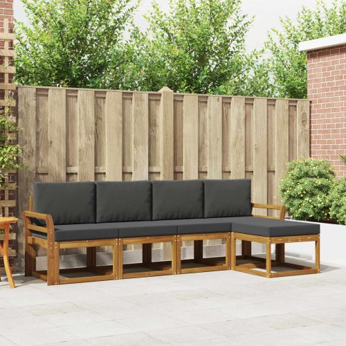 Комплект дивани за открито 5 pcs Натурален и Антрацит