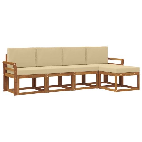 Комплект дивани за открито 5 pcs Натурален и Бежов