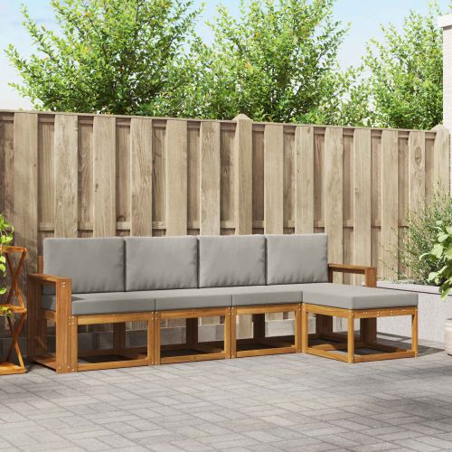 Комплект дивани за открито 5 pcs Естествено и светло сиво