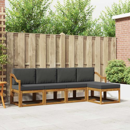 Комплект дивани за открито 5 pcs Натурален и Антрацит