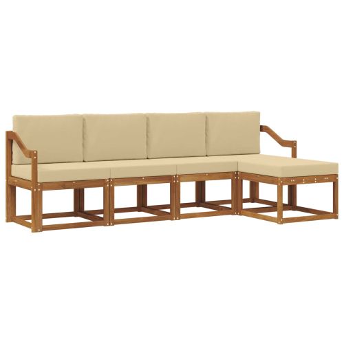 Комплект дивани за открито 5 pcs Натурален и Бежов